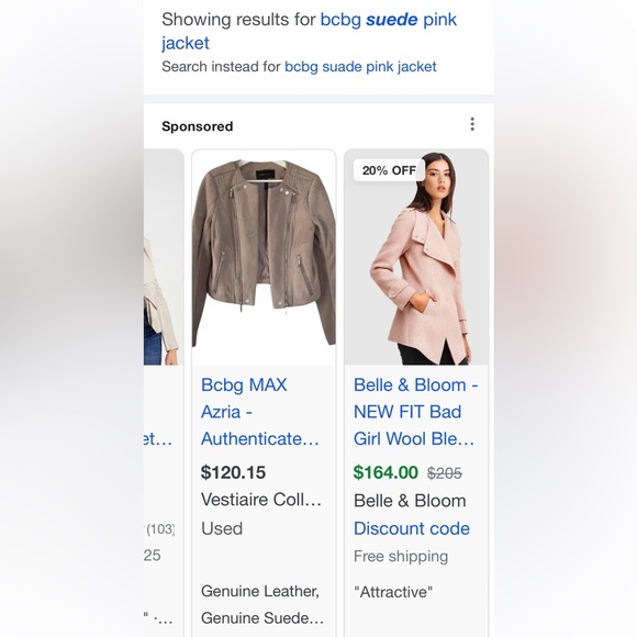 2017 BCBG suede, pastel pink jacket
Size - XXS
Condition - great condition - Picture 4 of 4